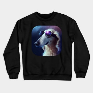 Cool Borzoi Dog wearing Sunglasses Crewneck Sweatshirt